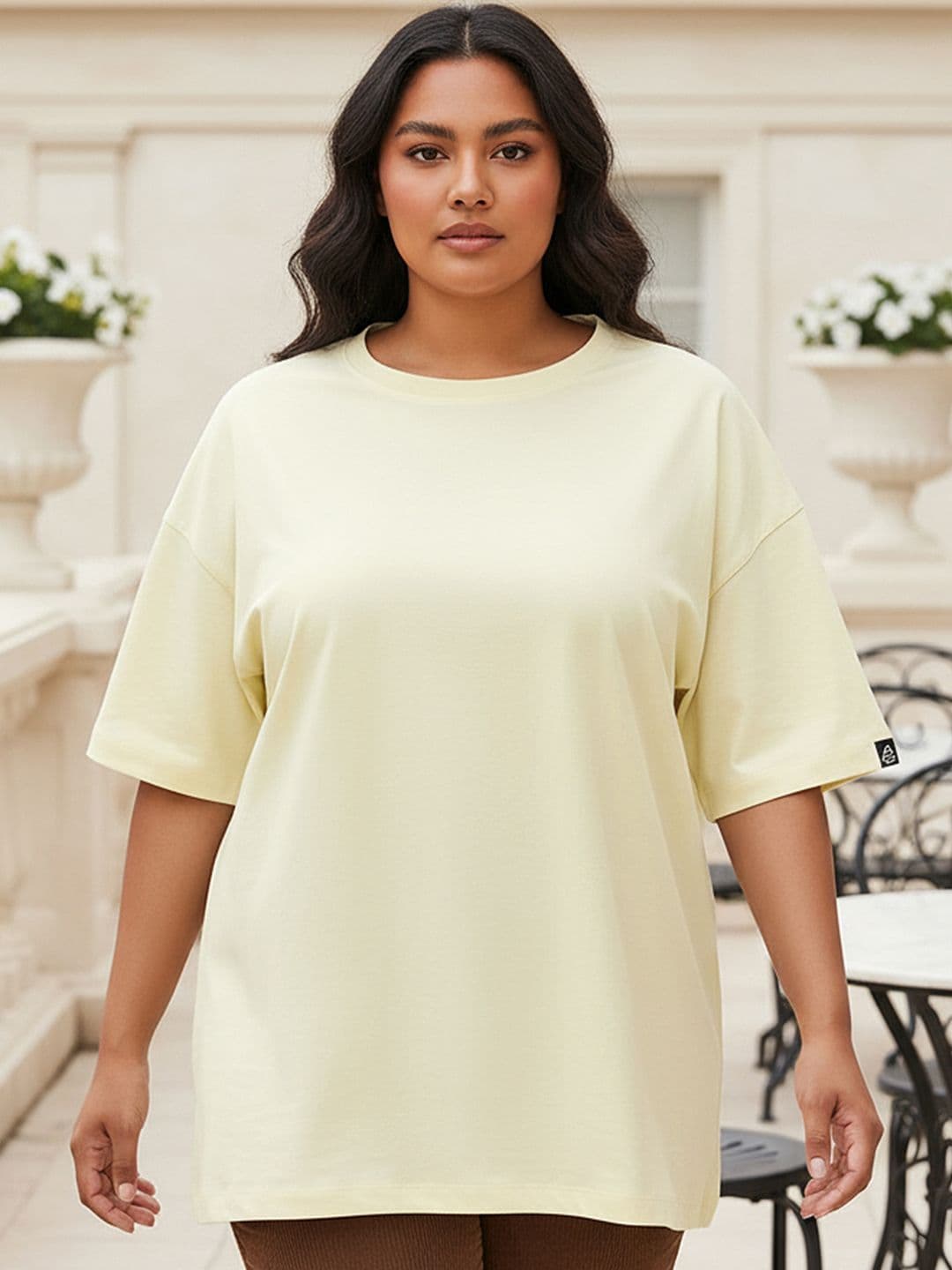 Bewakoof Plus Women Beige Oversized Plus Size T-shirt - view 1