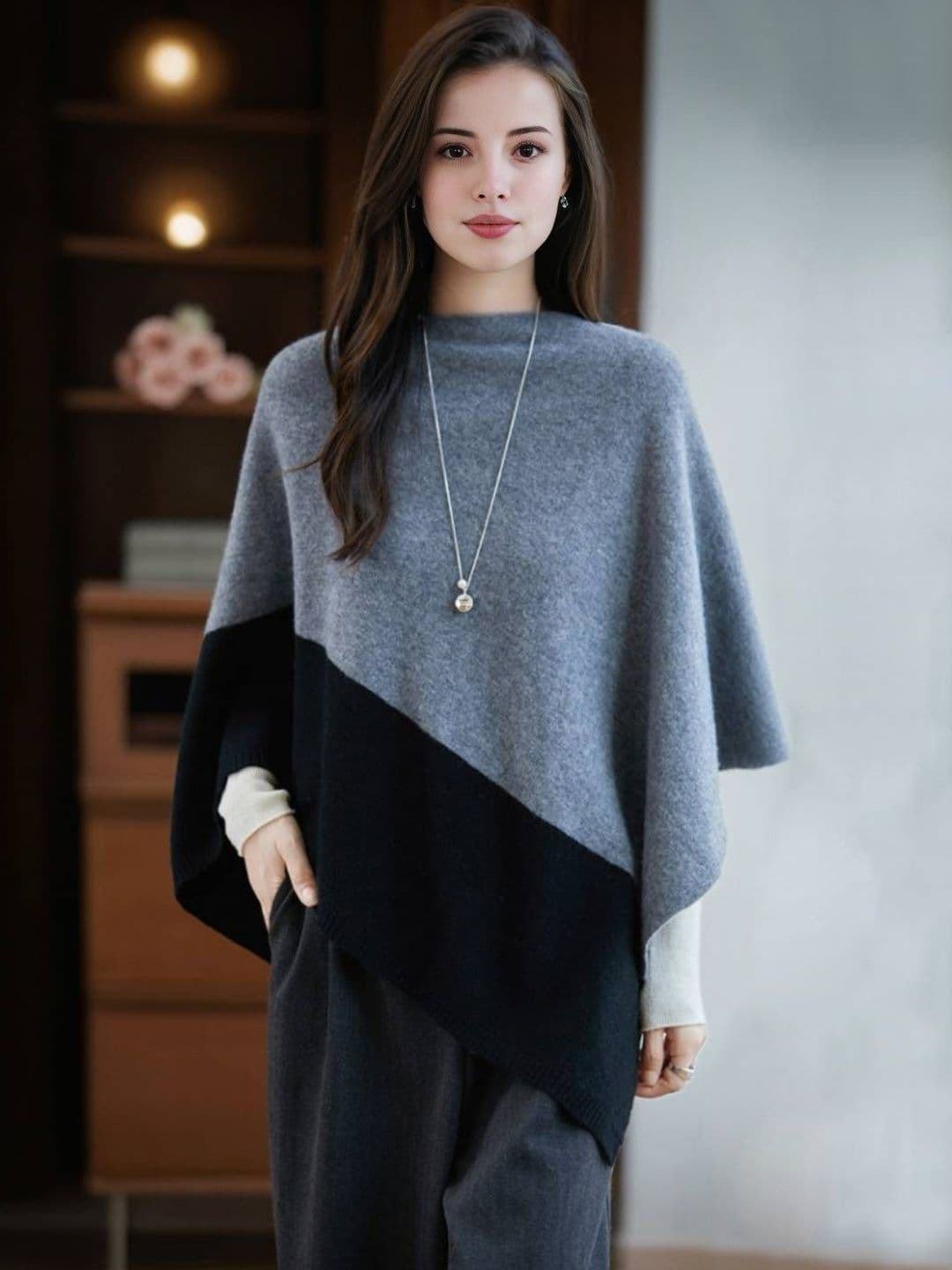 HERE&NOW Women Colourblocked Poncho - view 1