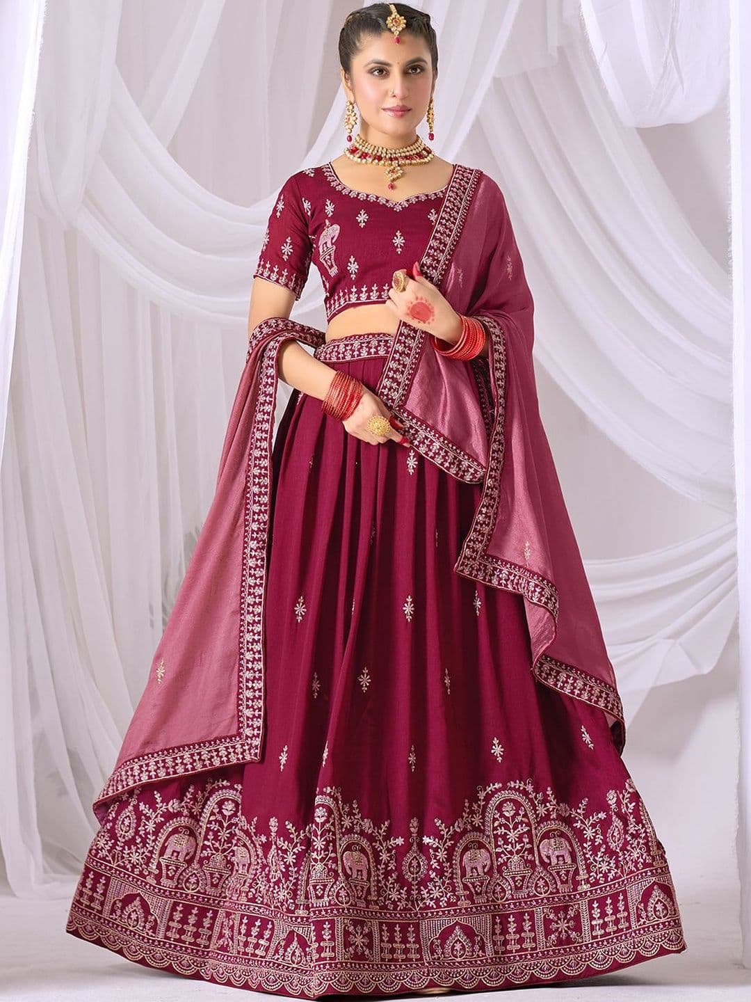 Fashorama Embroidered Semi-Stitched Lehenga & Blouse With Dupatta - view 1