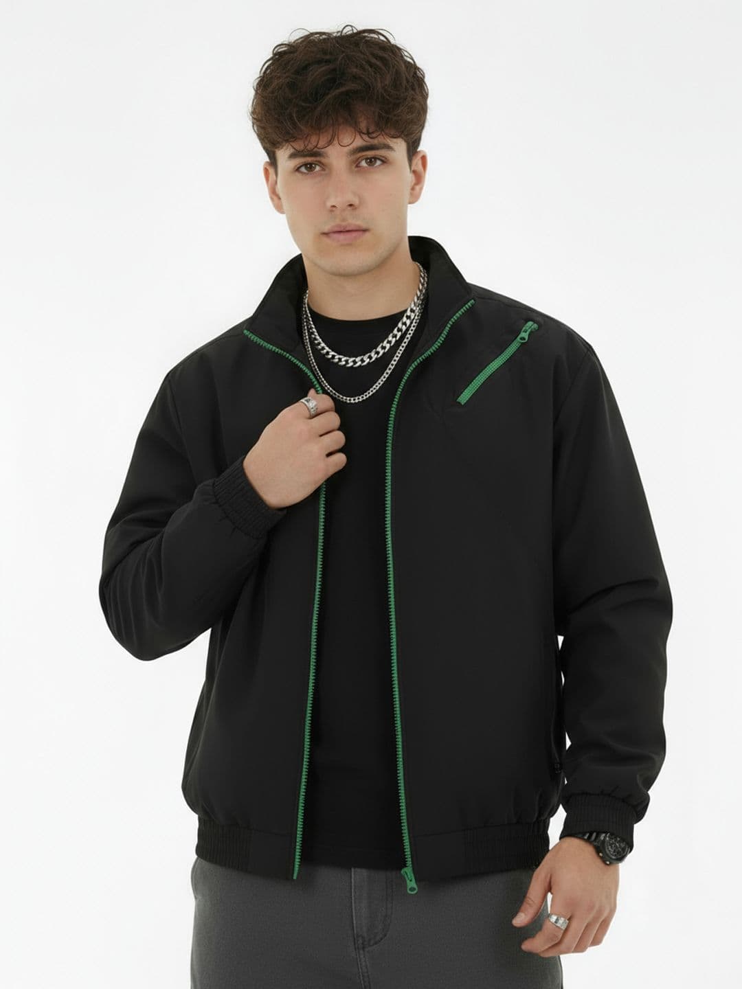 glitchez Mock Collar Bomber Jacket - view 1