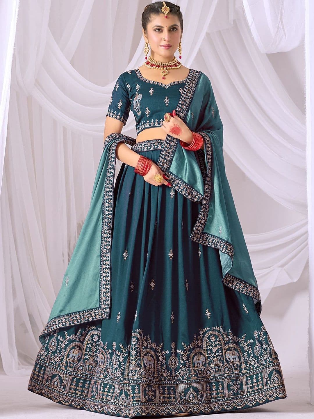 Jogmaya Fashion Women Embroidered Thread Work Semi-Stitched Lehenga & Blouse With Dupatta - view 1
