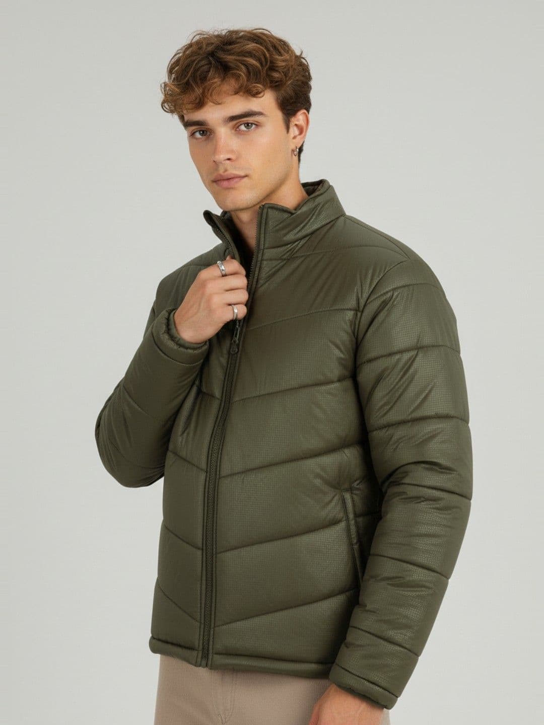 glitchez Mock Collar Puffer Jacket - view 1