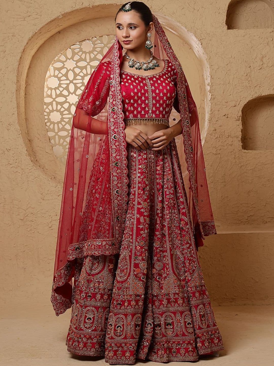 MILU MADAN Embroidered Semi-Stitched Lehenga & Blouse With Dupatta - view 1