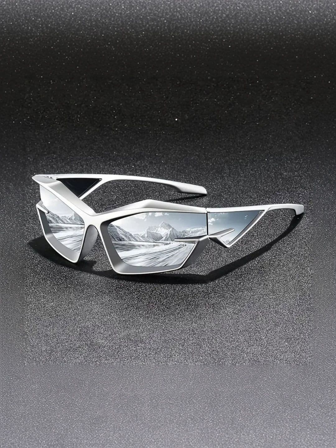 SPADEACES Unisex Grey Lens & Silver-Toned Sports Sunglasses with - view 1