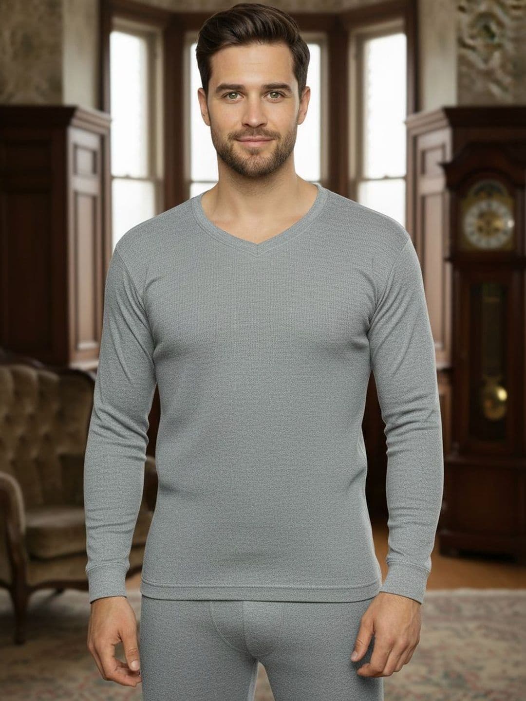 MACK JONNEY Cotton V-Neck Thermal Tops - view 1
