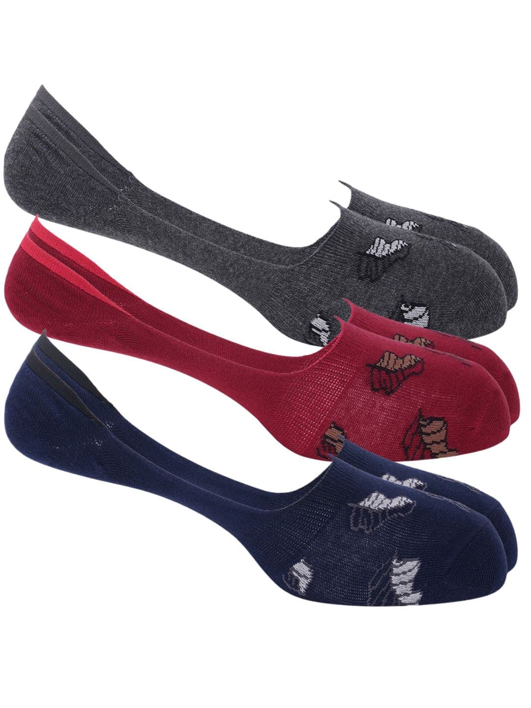 OXYZONE Men Pack Of 3 Patterned Shoe Liners Socks - view 1