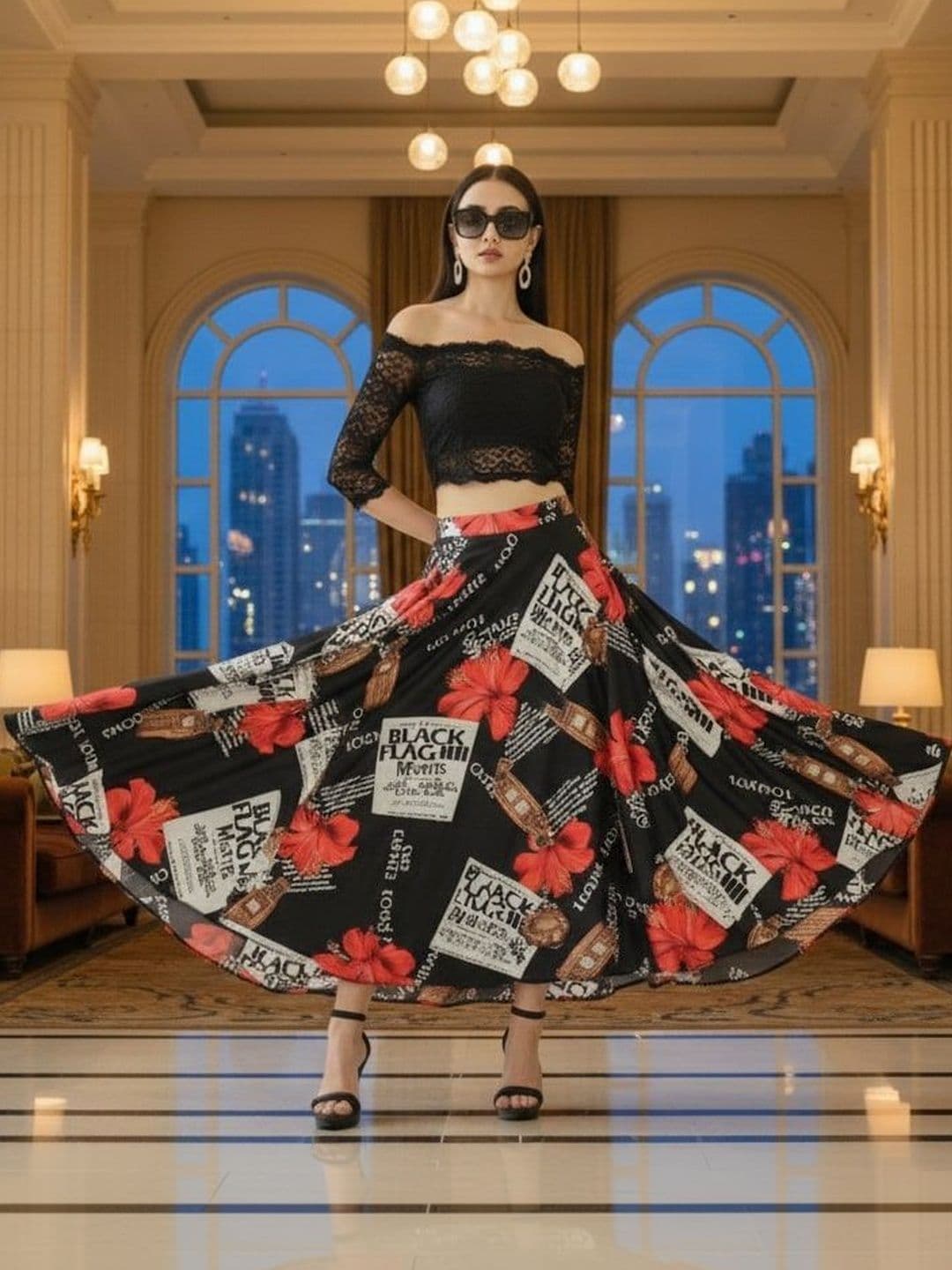 Vagisha Women Floral Printed Flared Maxi Skirt - view 1