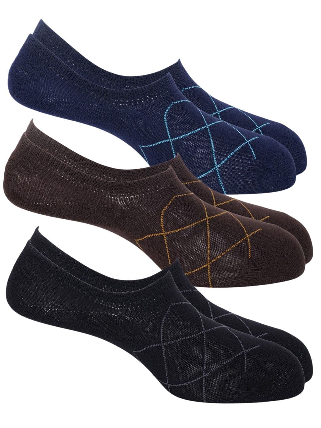 OXYZONE ALON Men Pack Of 3 Patterned Shoe Liner Socks - view 1