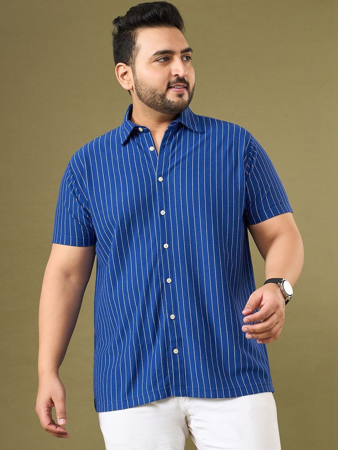 bigbanana Men Plus Size Classic Striped Casual Shirt - view 1