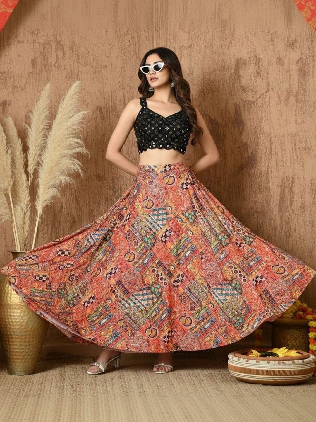 Vagisha Women Geometric Printed Flared Maxi Skirt - view 1