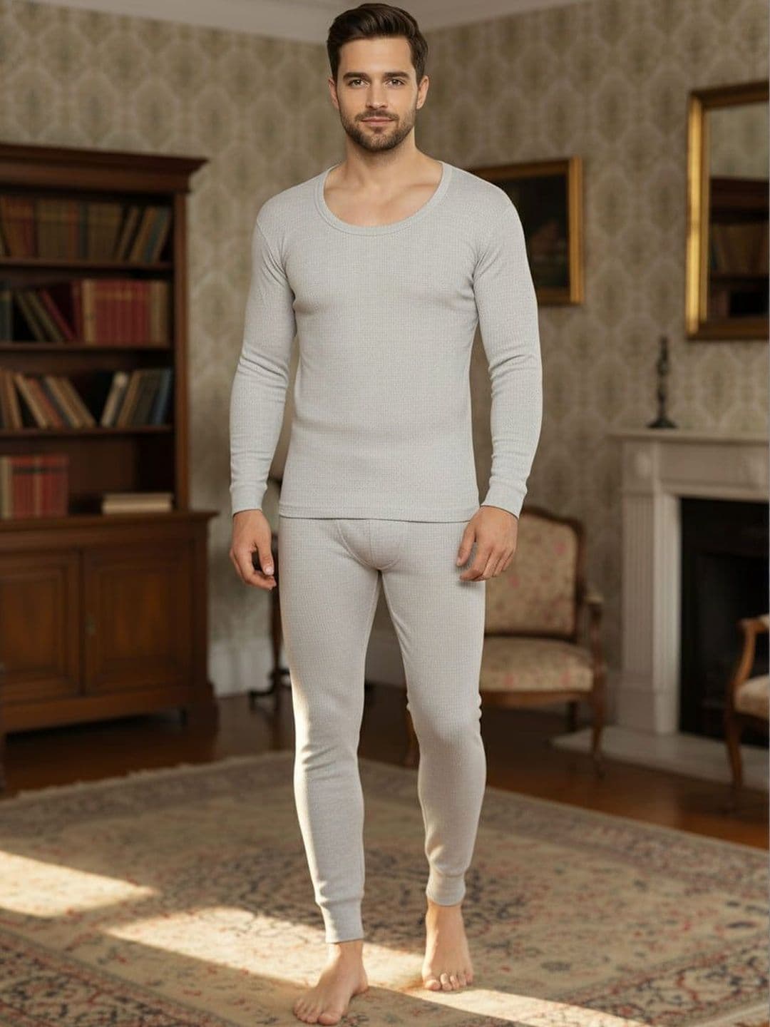 MACK JONNEY Men Breathable & Quick-Drying Long Sleeves Striped Thermal Set - view 1