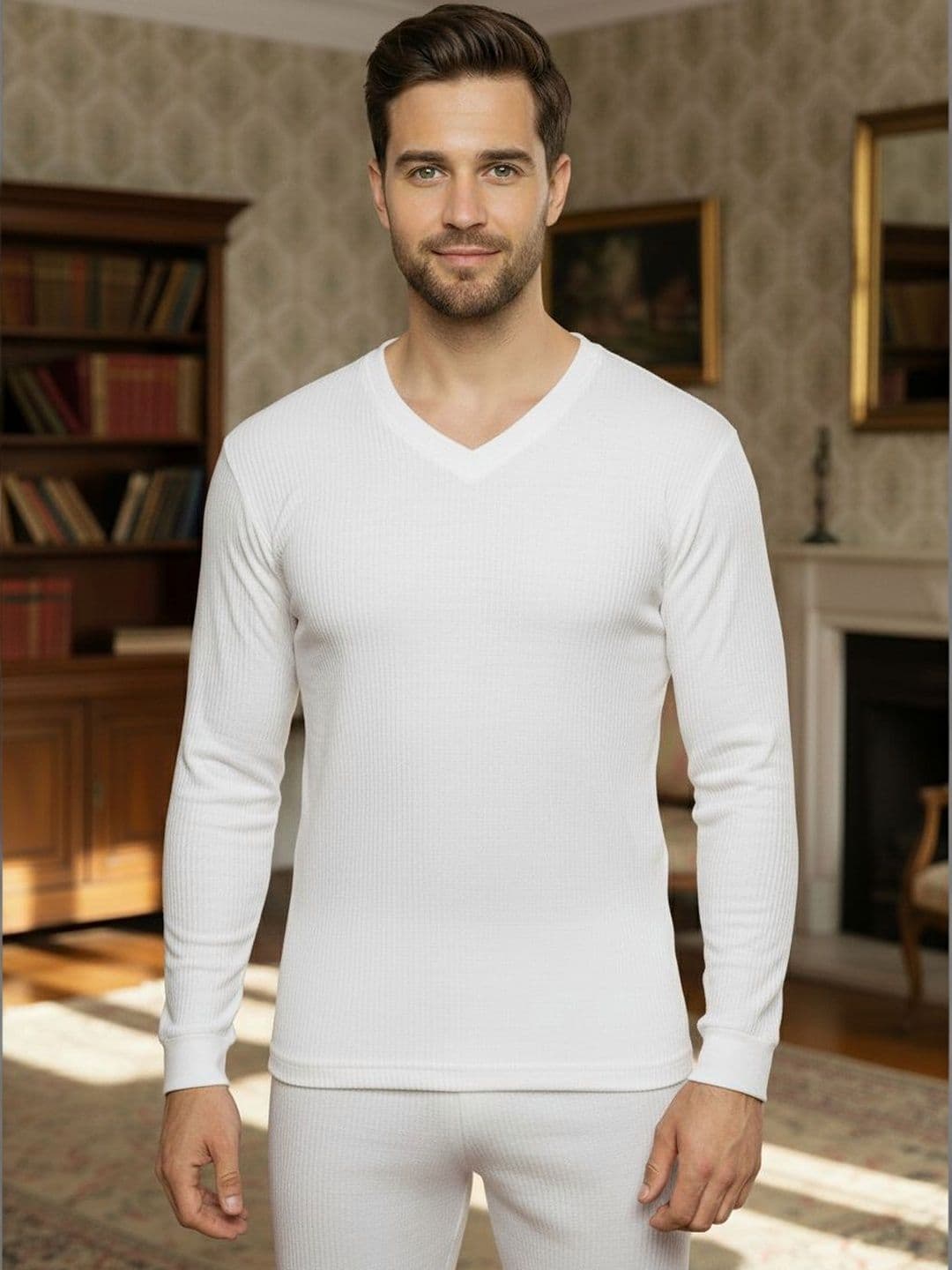 MACK JONNEY Cotton V-Neck Thermal Tops - view 1