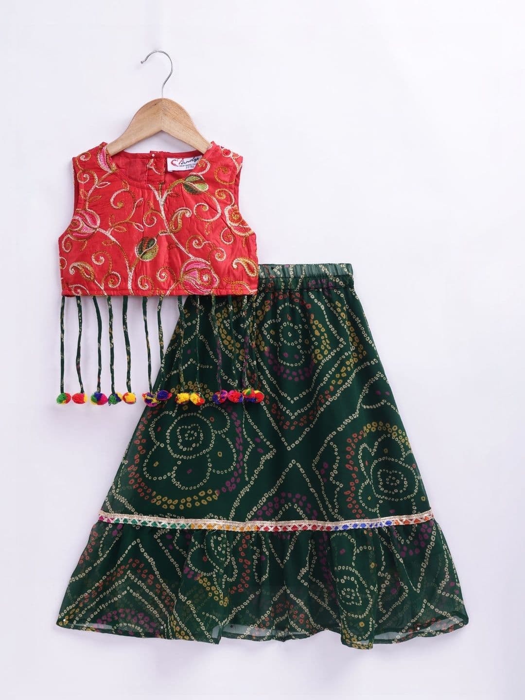 M'andy Girls Embroidered Thread Work Semi-Stitched Lehenga & Ready to Wear - view 1