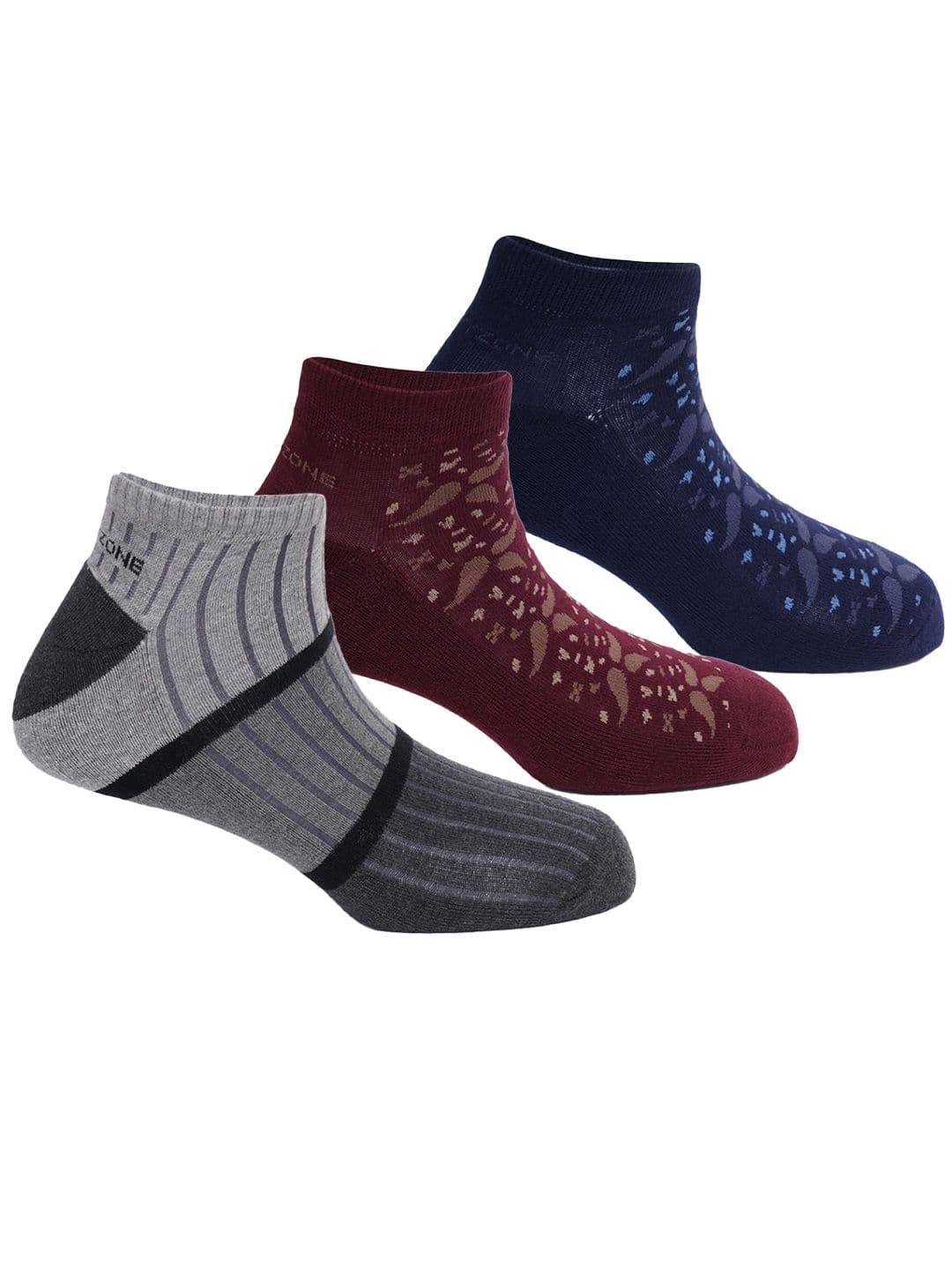 OXYZONE Men Pack Of 3 Patterned Ankle Length Socks - view 1