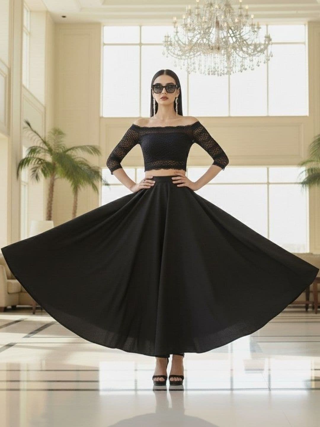 Vagisha Women Solid Flared Maxi Skirt - view 1