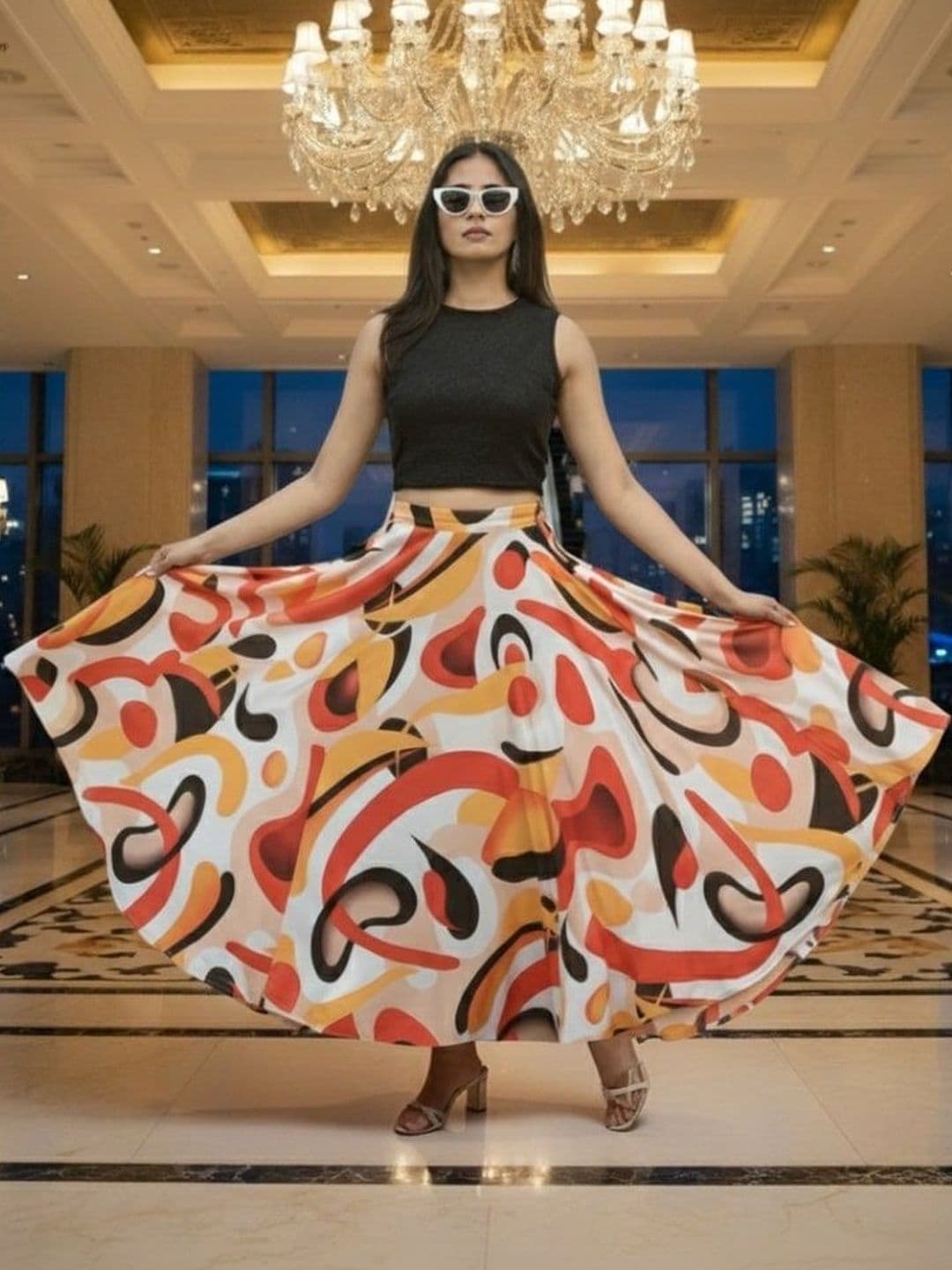 Vagisha Women Abstract Printed Flared Maxi Skirt - view 1