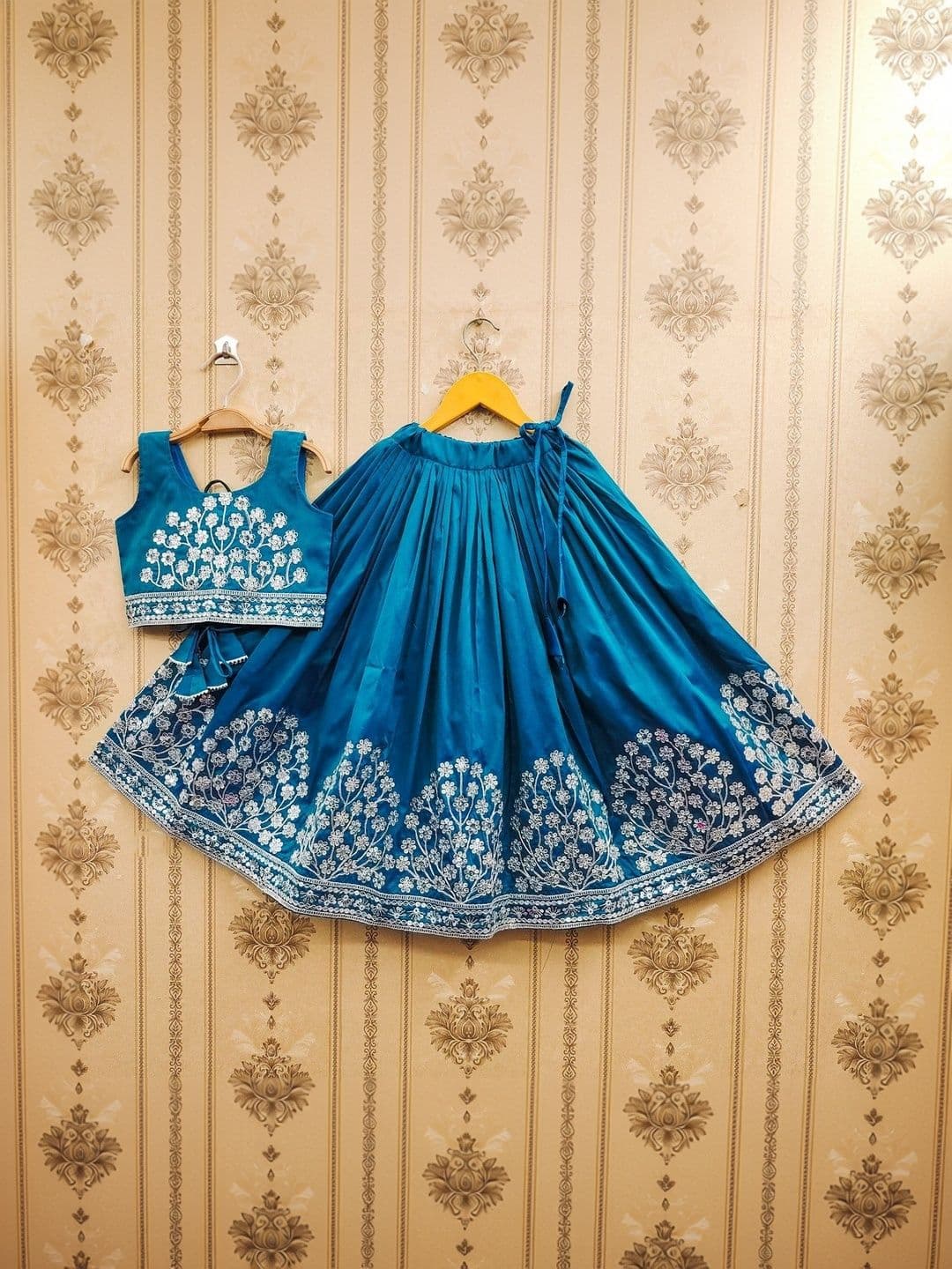 Sangria Embroidered Round Neck Flared Lehenga Choli - view 1