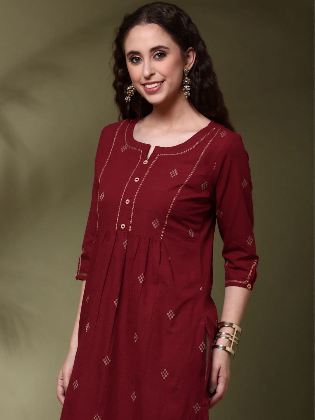 Anouk Women Ethnic Motifs Thread Work Dobby Kurta - view 1