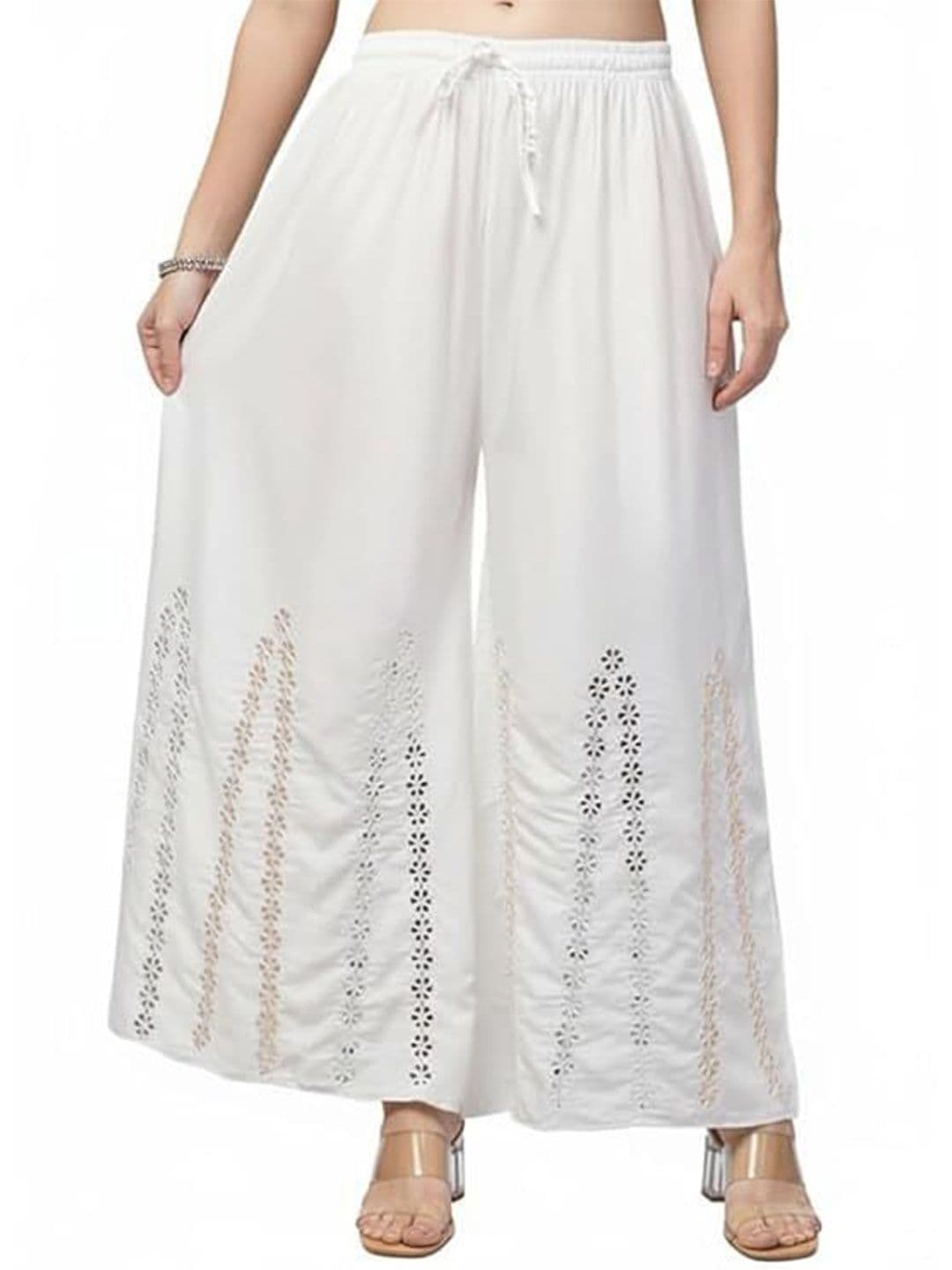 Thrifty Thread Ethnic Motifs Embellished Wide Leg Palazzos - view 1