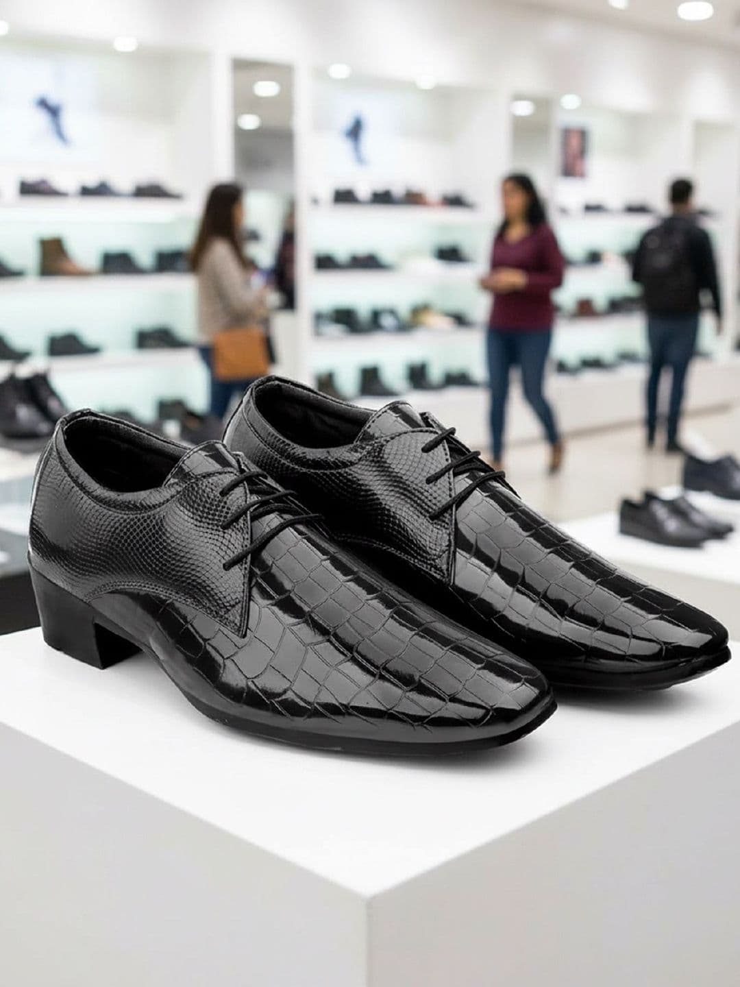 Bxxy Men Lace-Up Textured Heel Height Increasing Formal Derby Shoes - view 1