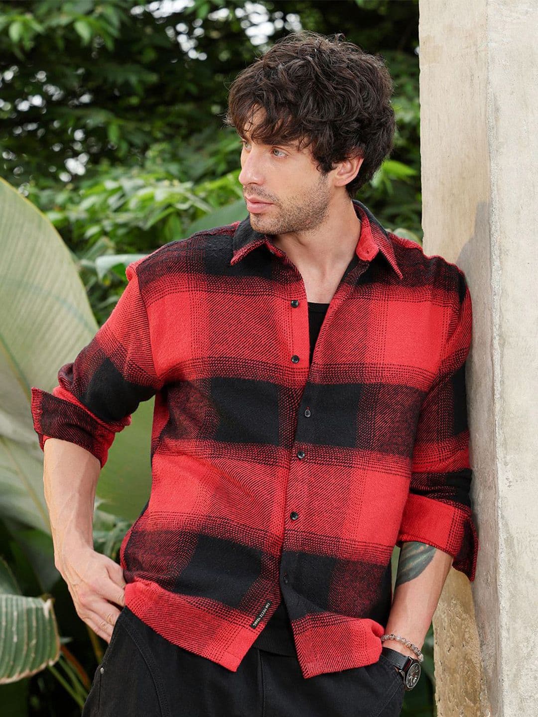 CAHOOT Men Comfort Oversized Fit Buffalo Checked Spread Collar Cotton Casual Shirt - view 1