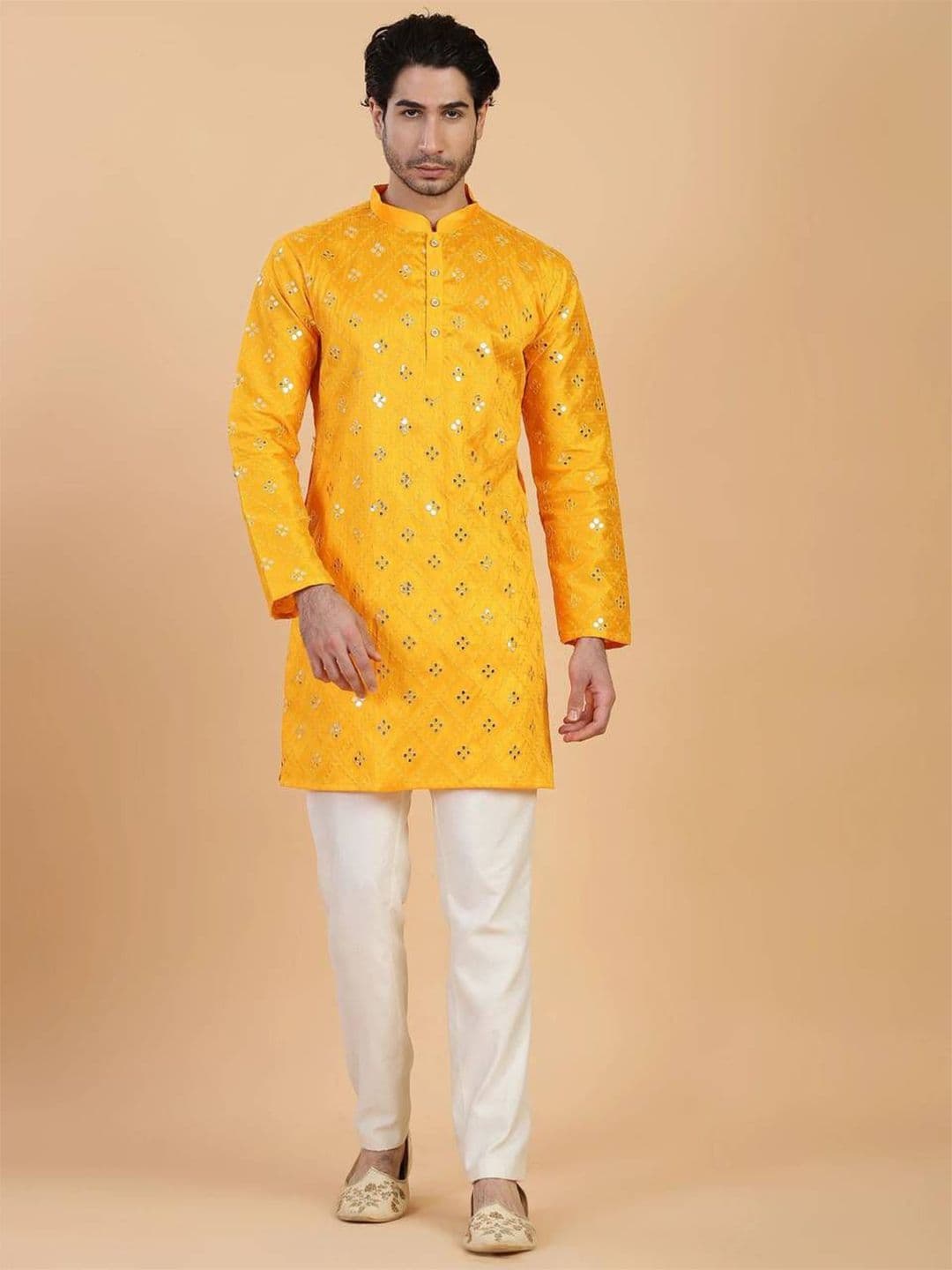 CHIRASVI Men Embroidered Mirror Work Kurta - view 1