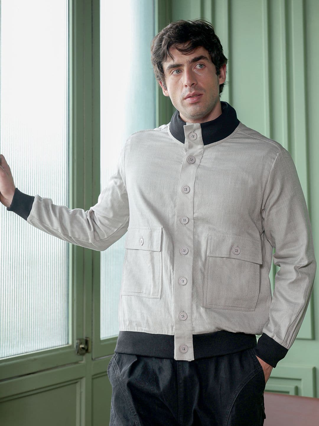 CAHOOT Men Stand Collar Solid Lightweight Tailored Jacket - view 1