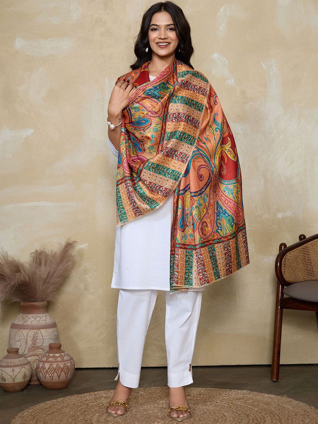 WEAVERS VILLA Women Digital Graphic Printed Winter Shawl - view 1