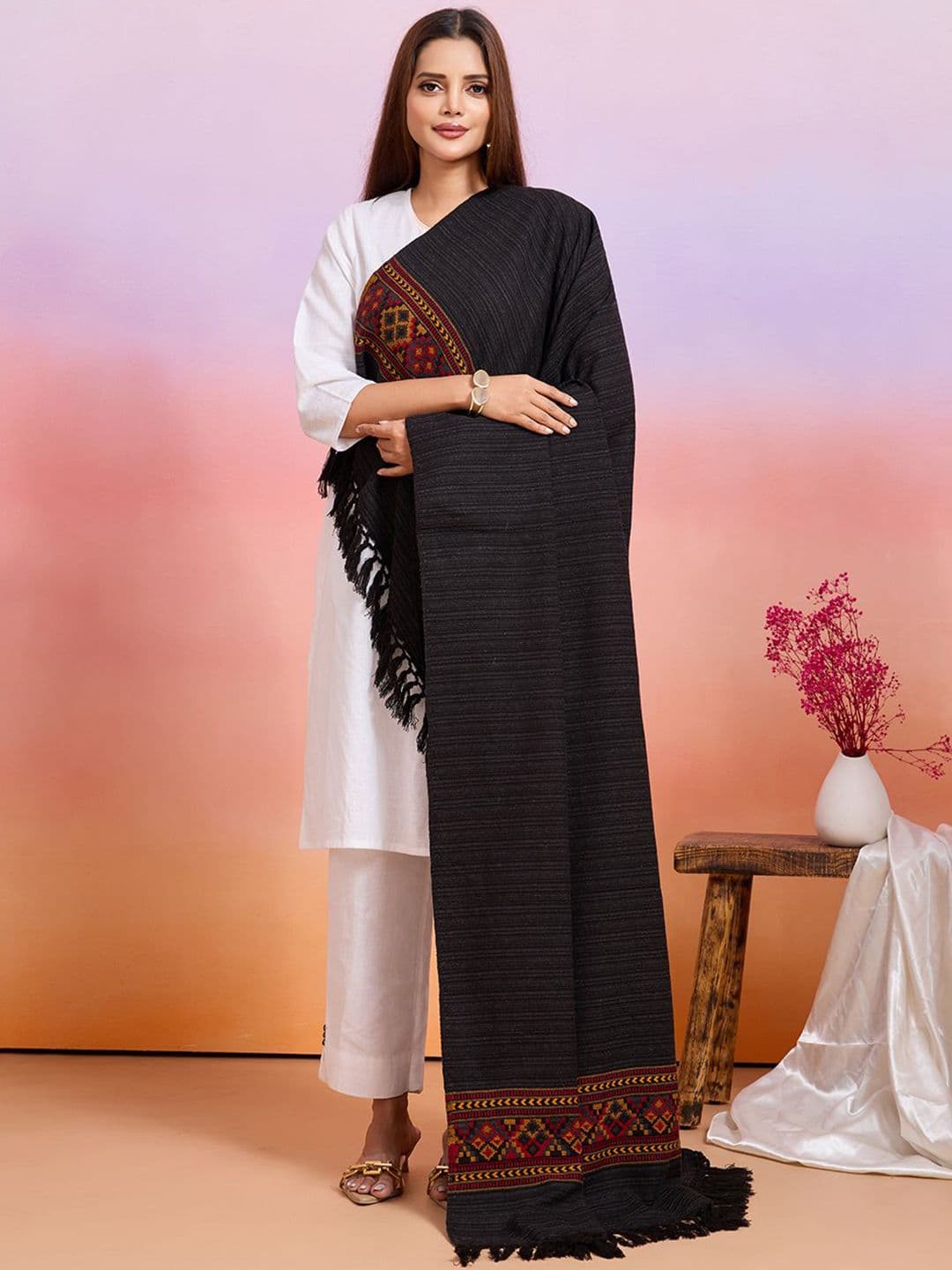 WEAVERS VILLA Women Kullu Pattern Woven Winter Shawl - view 1
