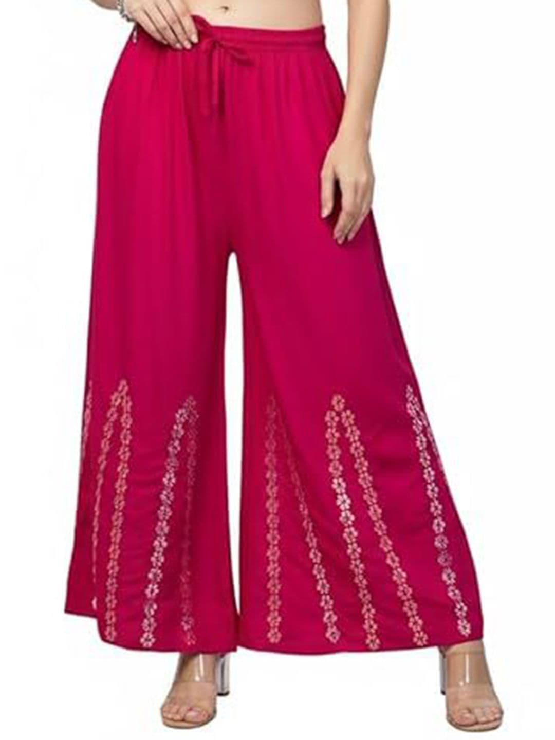 Thrifty Thread Ethnic Motifs Embellished Wide Leg Palazzos - view 1