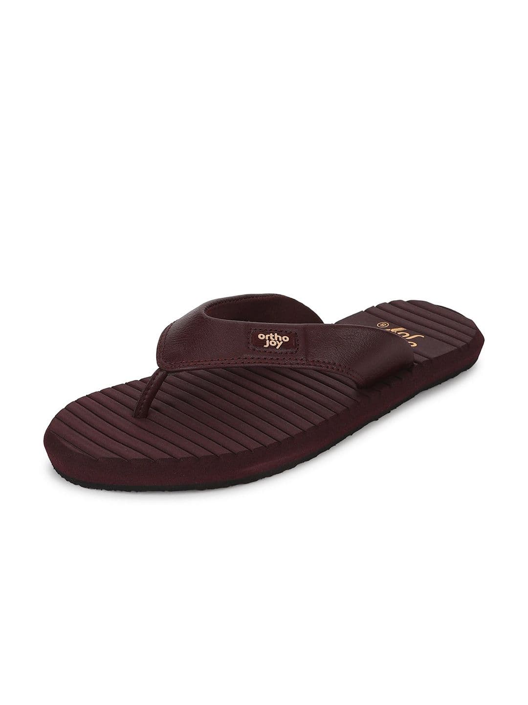 ORTHO JOY Men Dark Brown Rubber Thong Flip-Flops - view 1