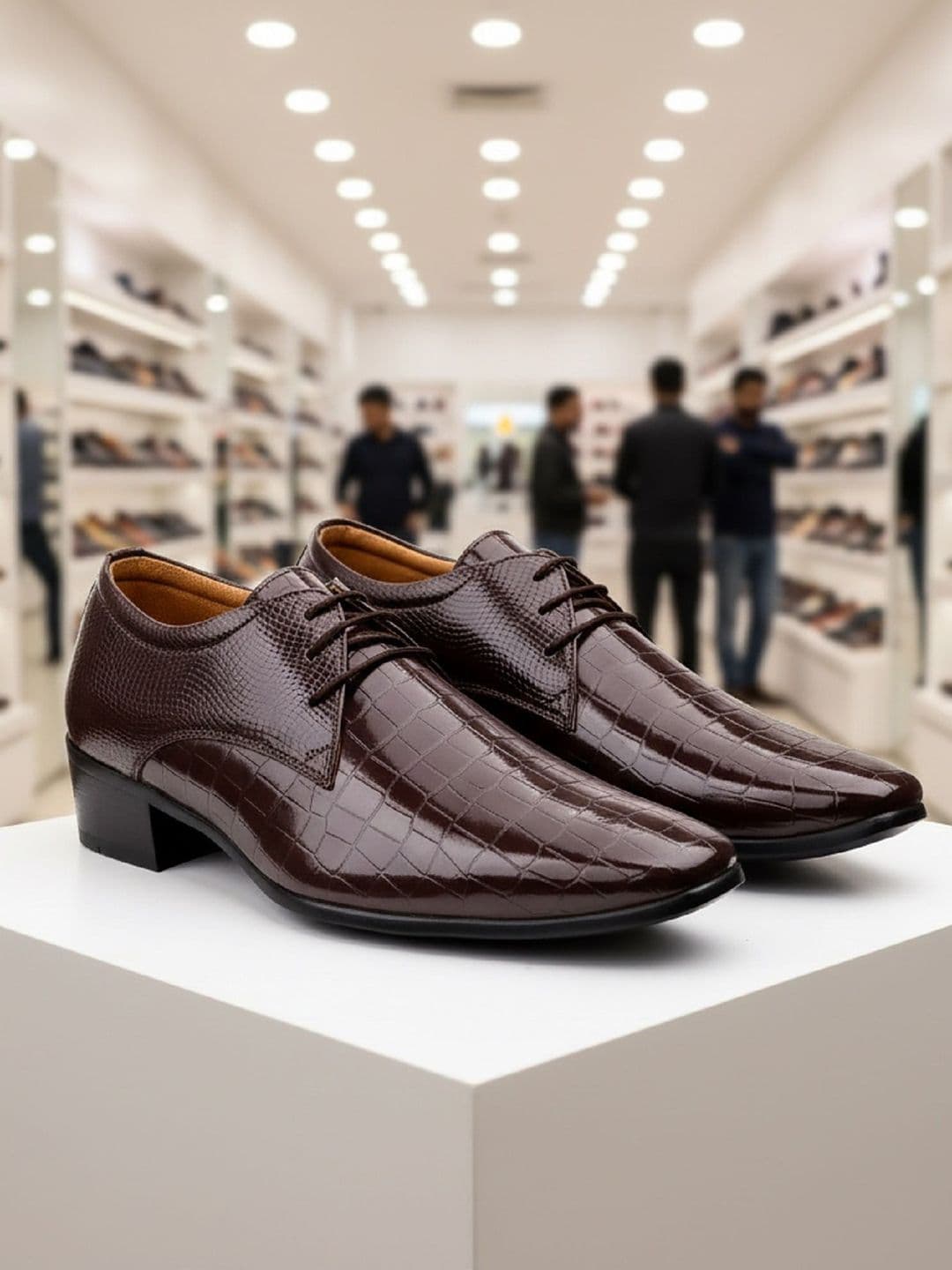 Bxxy Men Textured Heel Height Increasing Formal Derby Lace-Up Shoes - view 1