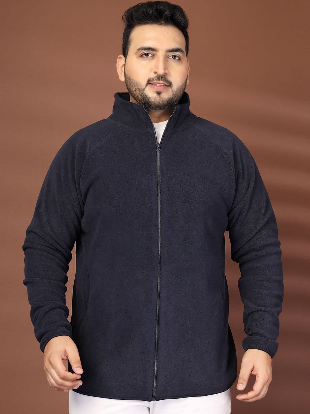plusS Men Plus Size Stand Collar Solid Open Front Jacket - view 1