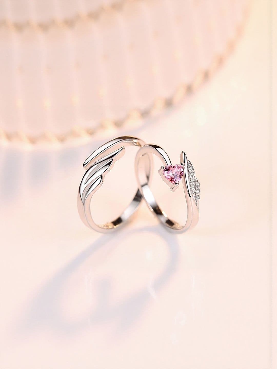 Teeragaj Set Of 2 Artificial Stone-Studded Adjustable Couple Finger Rings - view 1
