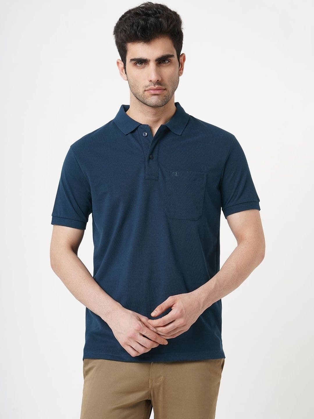 Stitch Hub Men Solid Polo Collar T-shirt - view 1