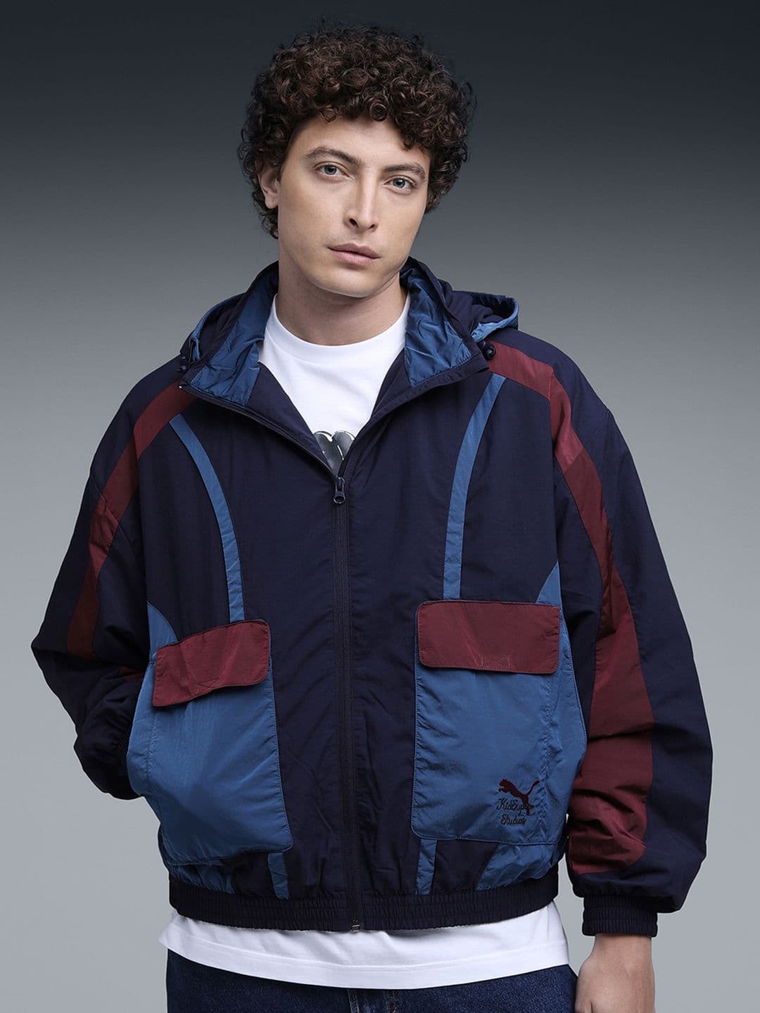 Puma x KIDSUPER Colourblocked Spread Collar Lightweight Padded Jacket - view 1