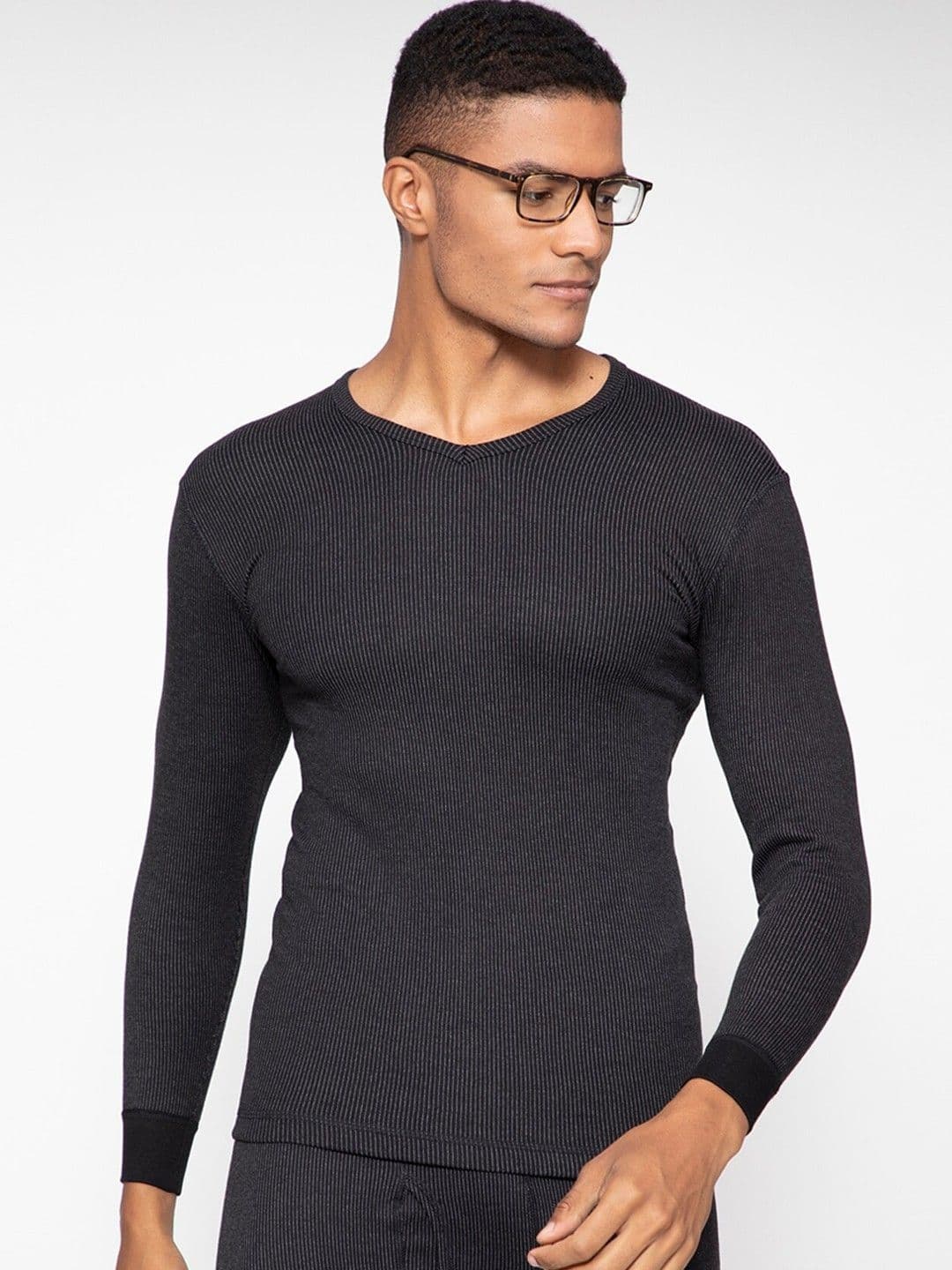 MACHO Men V-Neck Ribbed Thermal Top - view 1