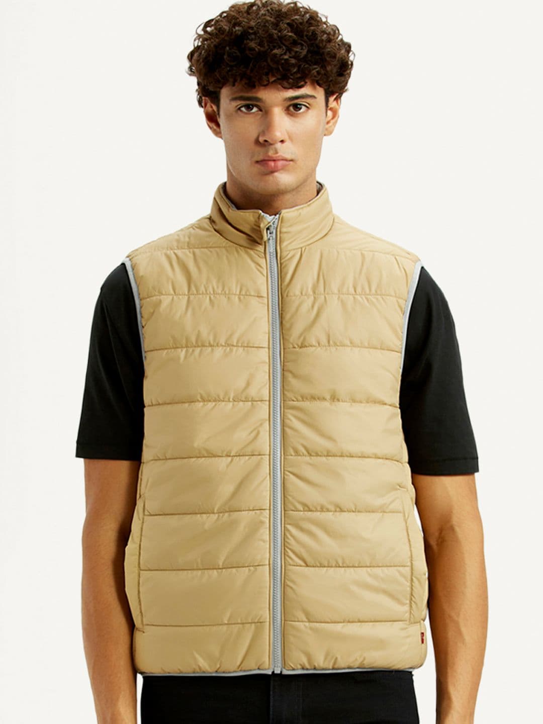 Levis Men Mock Collar Solid Padded Jacket - view 1