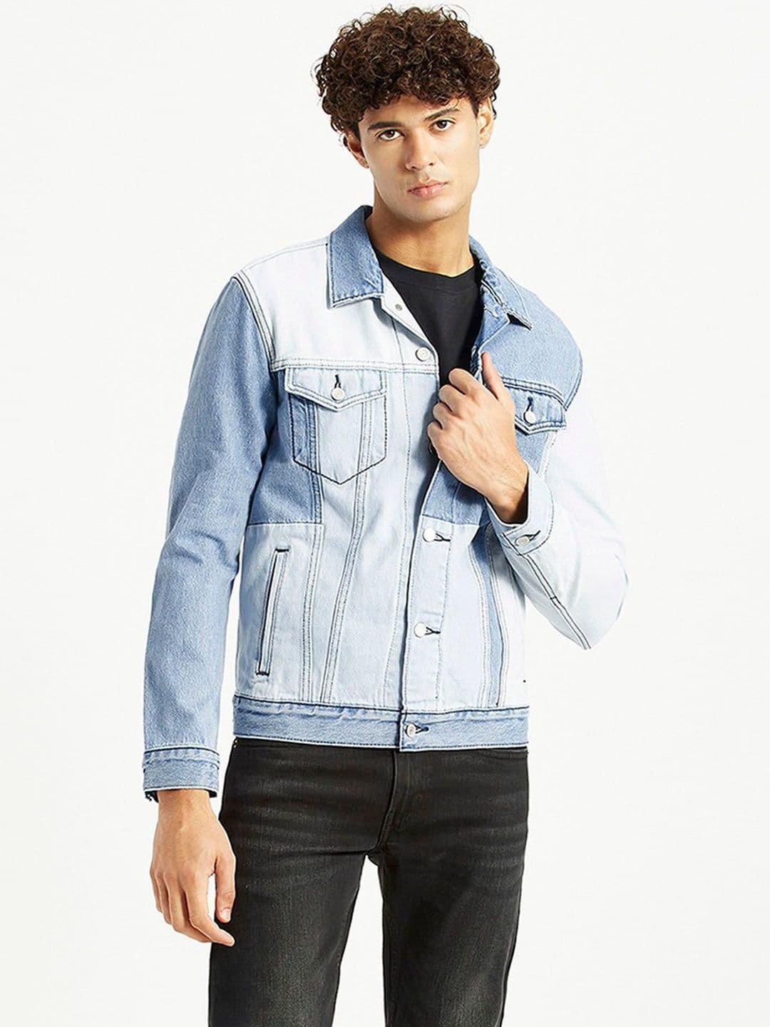 Levis Colorblocked Long Sleeves Open Front Trucker Jacket - view 1