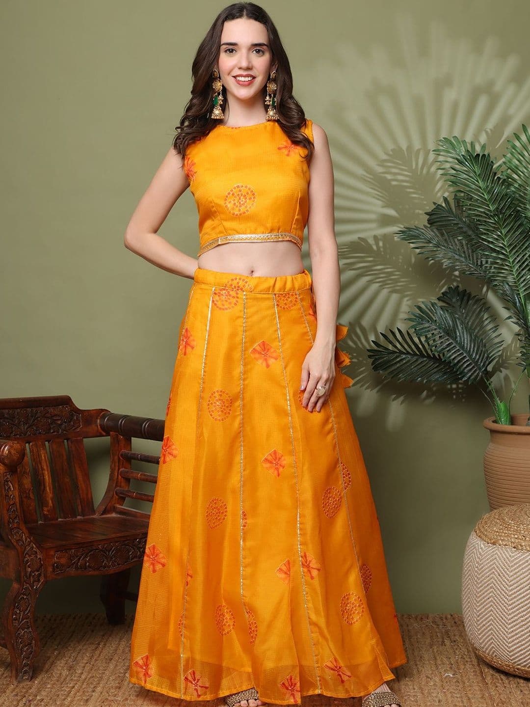NEUDIS Floral Printed Ready to Wear Lehenga With Blouse & Dupatta - view 1