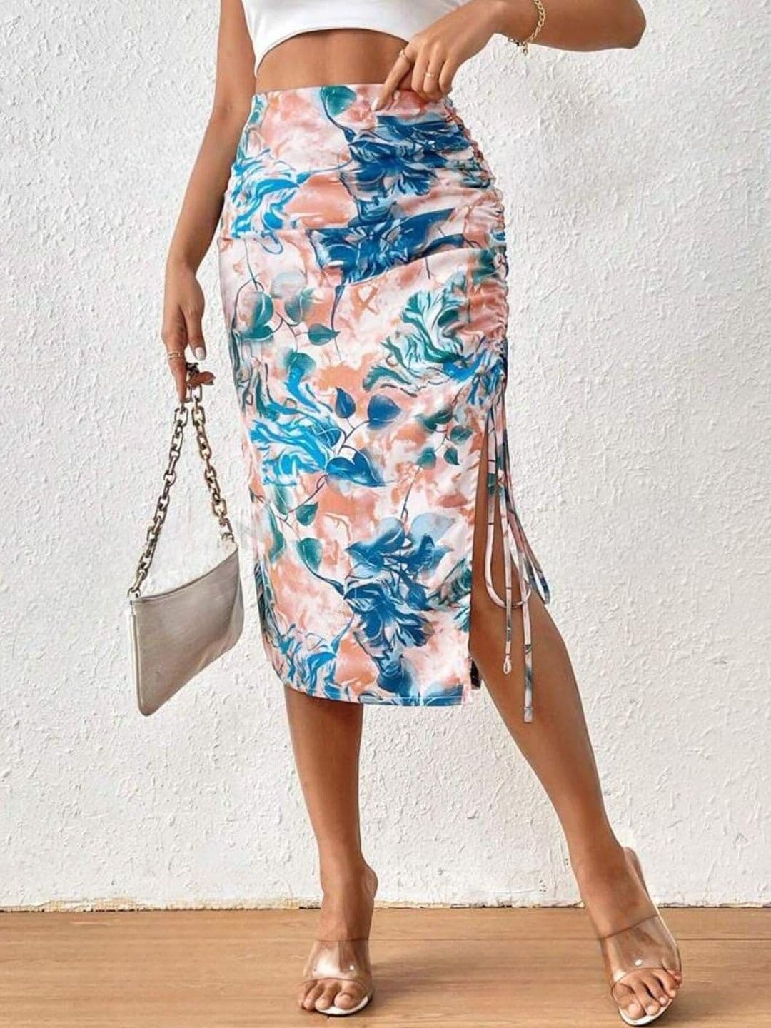JINJIN FASHION Women Floral Printed High-Waist Knee-Length Pencil Skirts - view 1