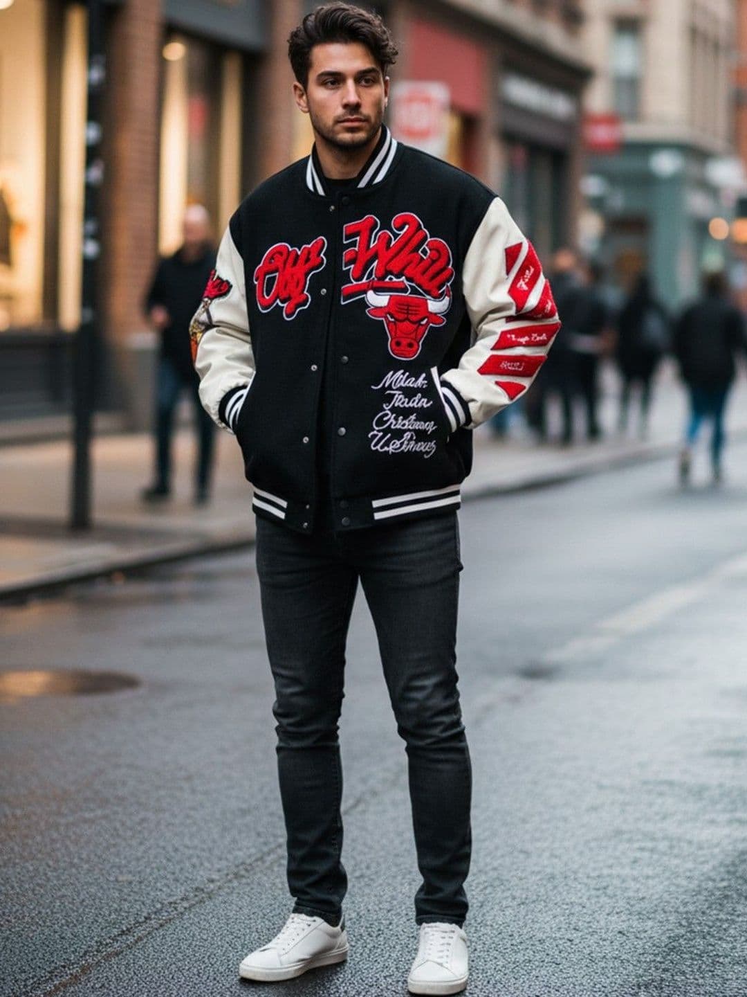 HERE&NOW Men Stand Collar Graphic Printed Bomber Jacket - view 1