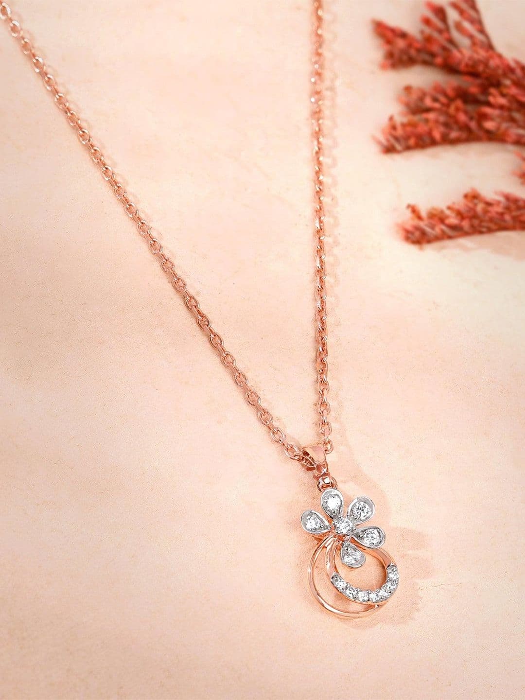 GIVA 14Kt Rose Gold Zinnia Lab Grown Pendant Diamond - view 1