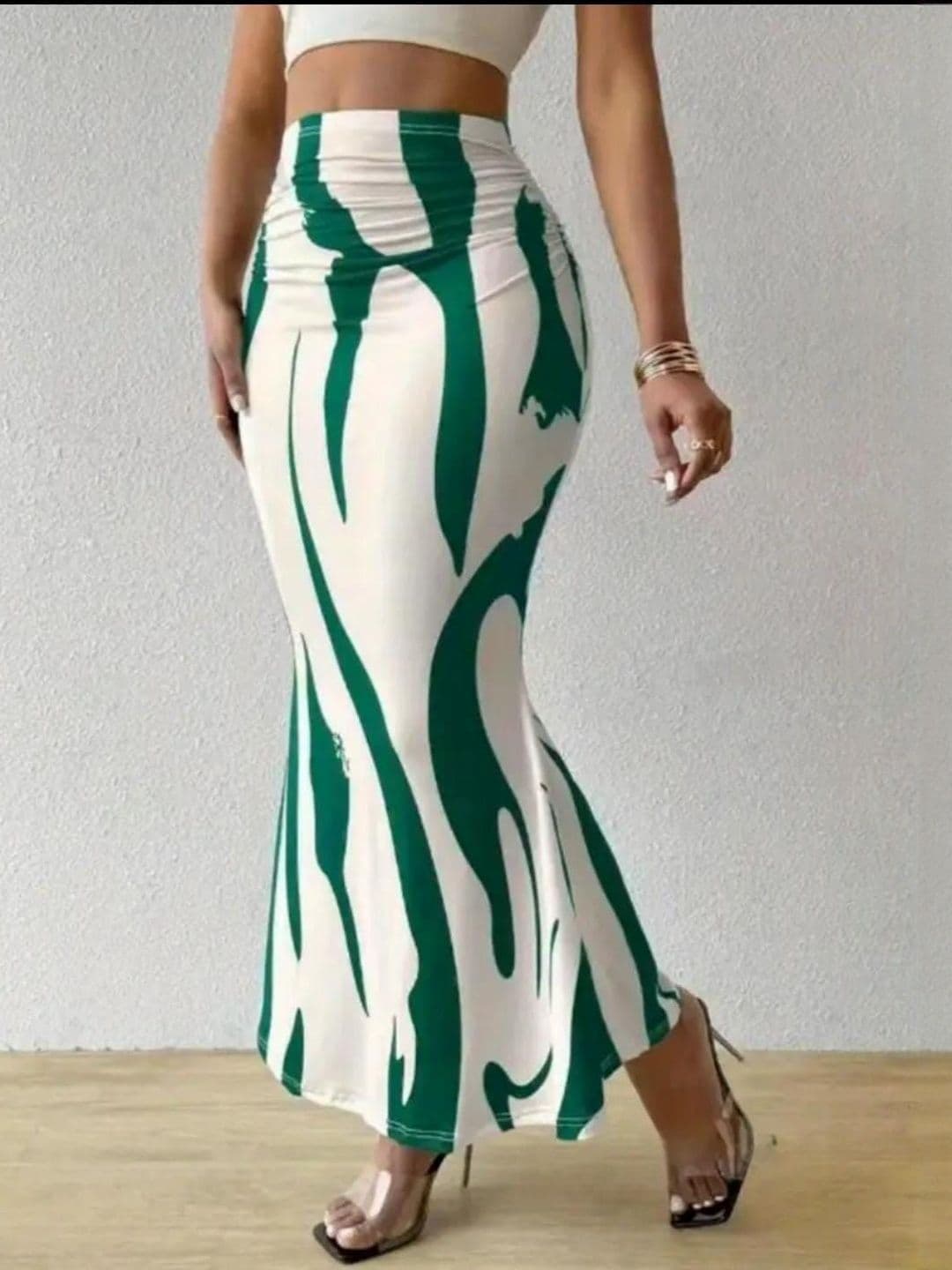 JINJIN FASHION Women Abstract Printed Casual Flared Maxi Pencil Skirt - view 1