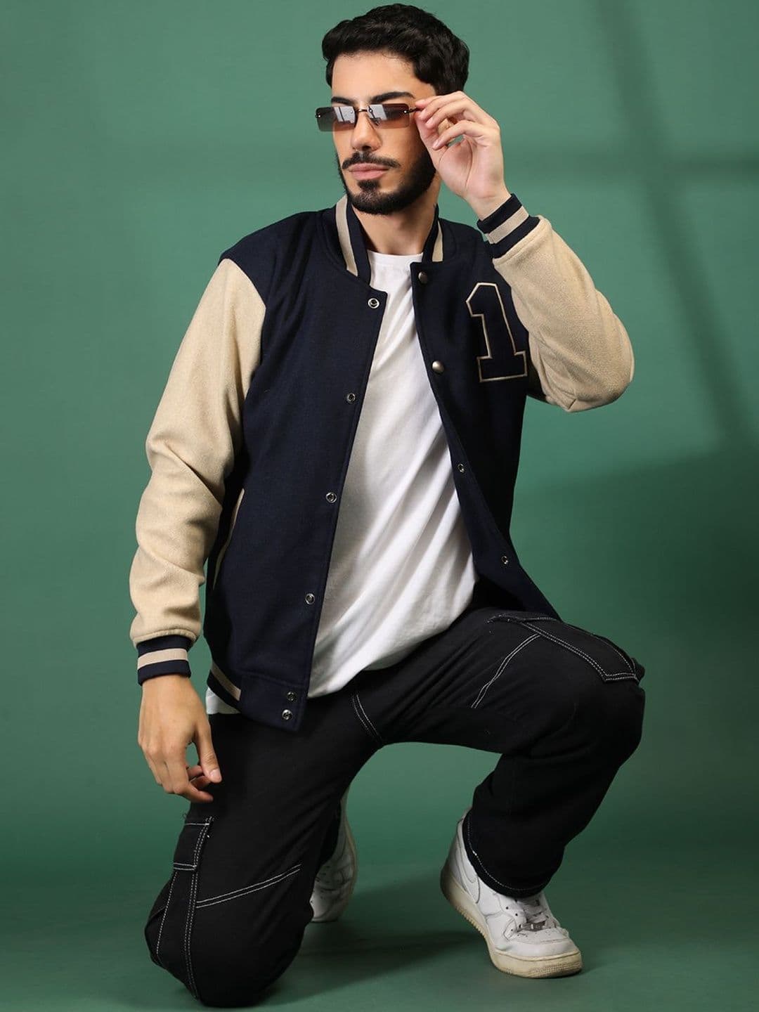 The Roadster Lifestyle Co. Men Mandarin Collar Colourblocked Lightweight Varsity Jacket - view 1