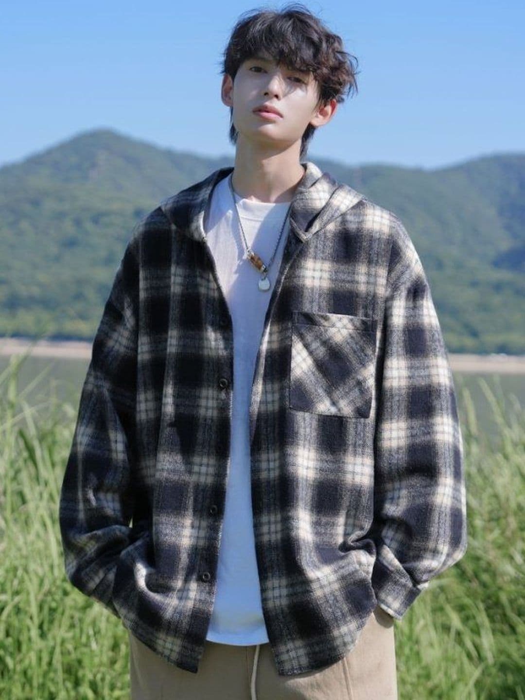 HERE&NOW Men Hooded Checked Tailored Jacket - view 1