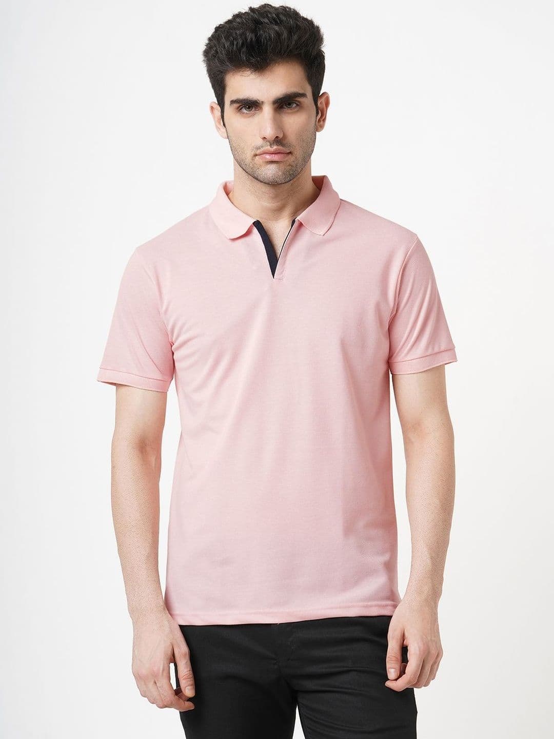 Stitch Hub Men Solid Polo Collar T-shirt - view 1