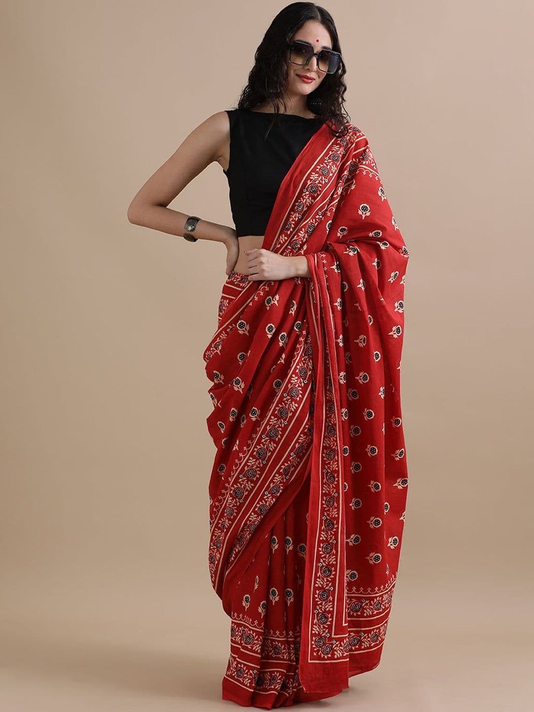 Moda Rapido Ethnic Motifs Pure Cotton Handloom Ikat Saree - view 1