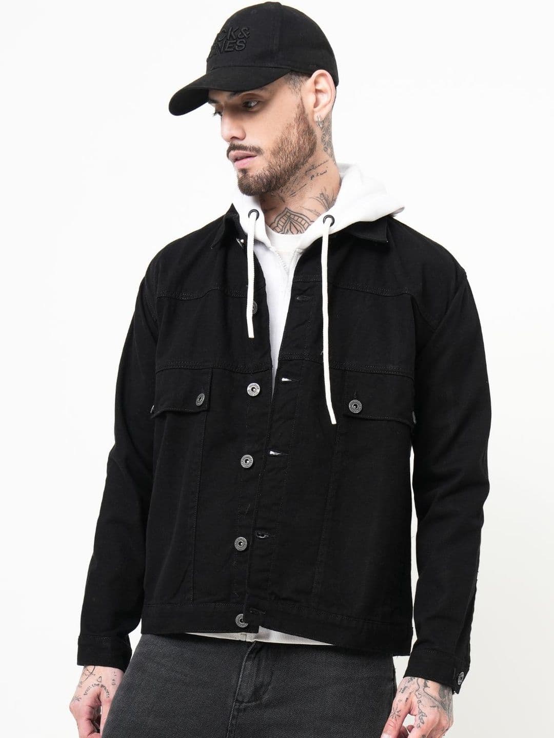 PAUL STREET Men Spread Collar Solid Lightweight Denim Jacket - view 1