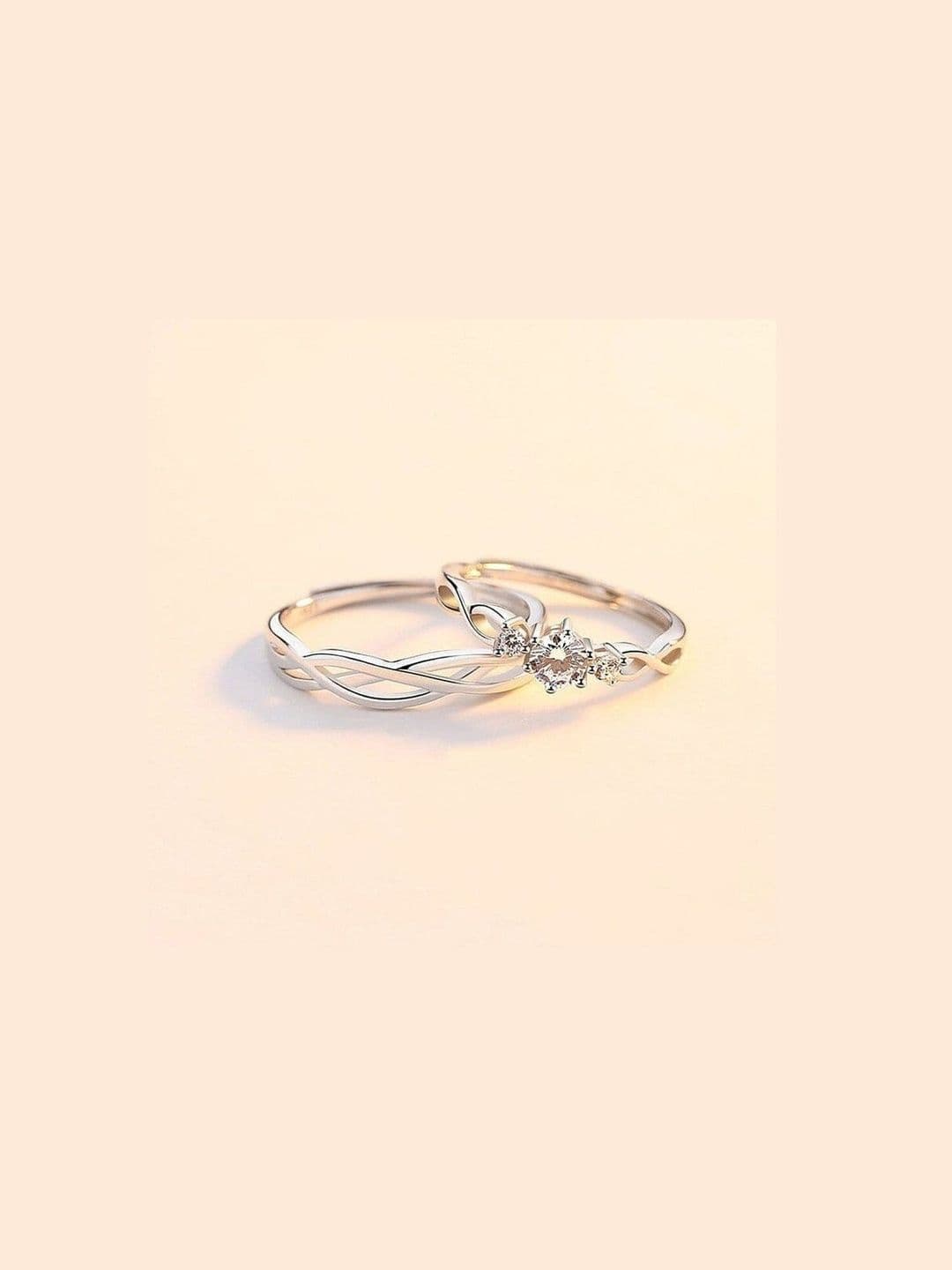 Teeragaj Set Of 2 Stone-Studded Adjustable Finger Ring